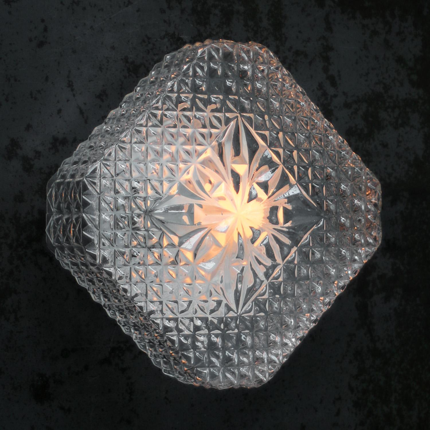 Industrial Mid-Century Square Clear Glass Wall Lamps Sconces For Sale