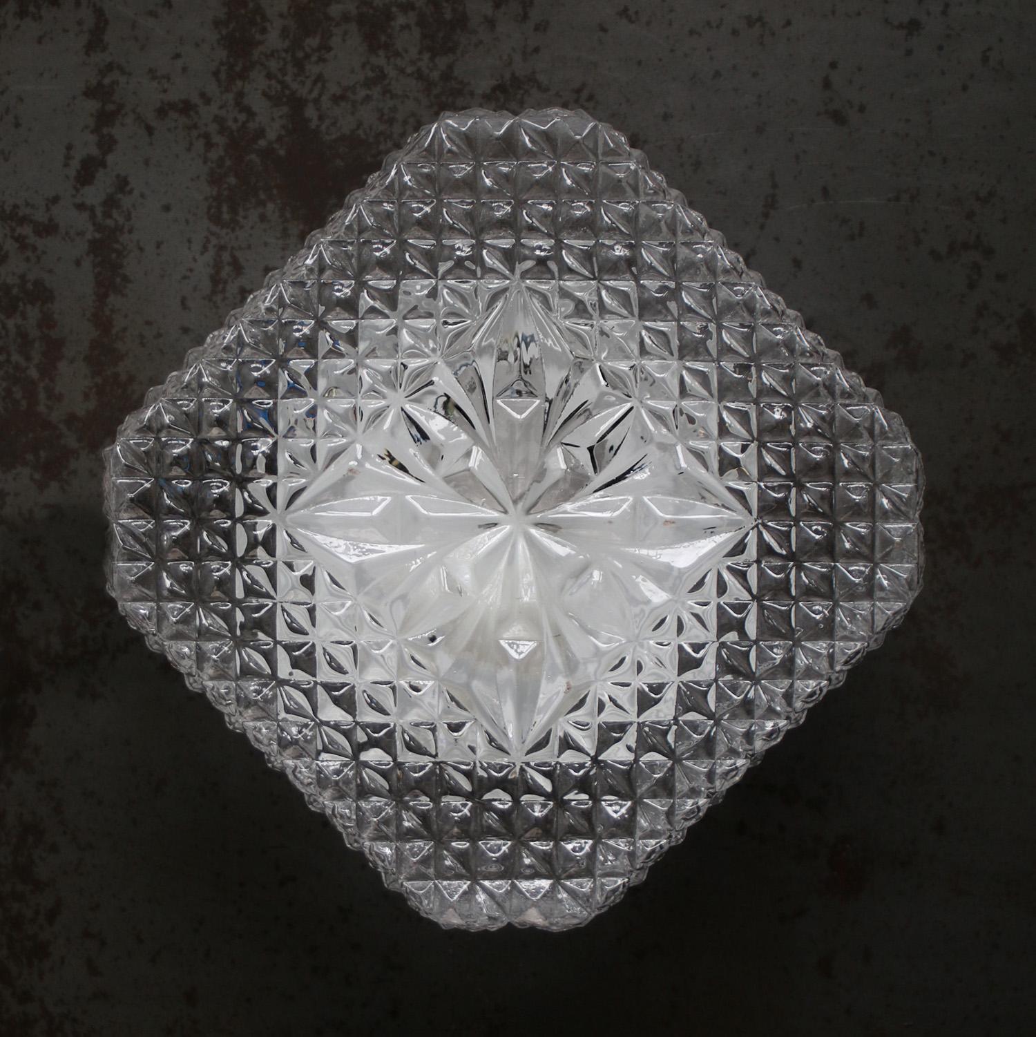 Metal Mid-Century Square Clear Glass Wall Lamps Sconces For Sale