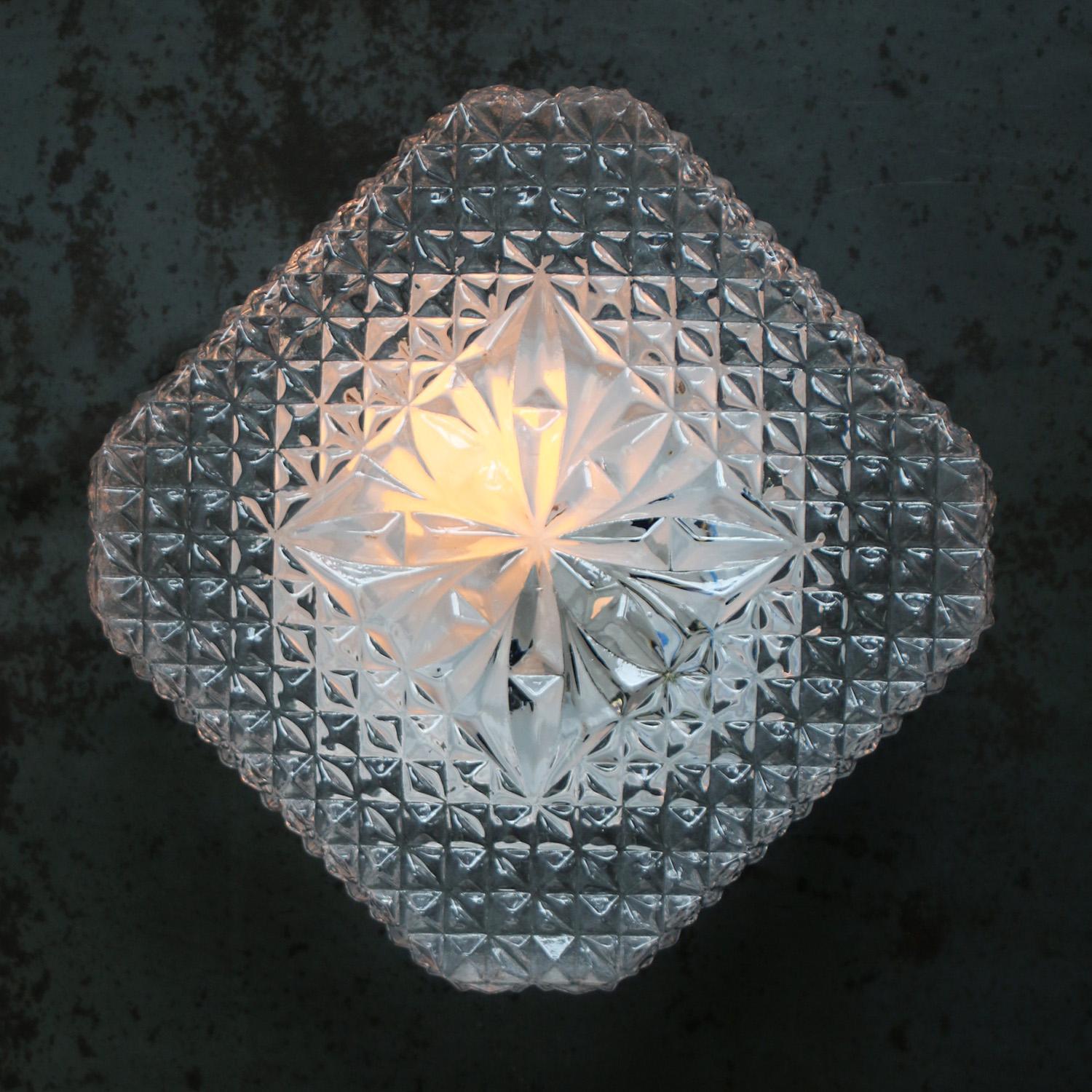 Mid-Century Square Clear Glass Wall Lamps Sconces For Sale 1