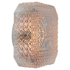 Lampade da parete quadrate in vetro trasparente di metà secolo