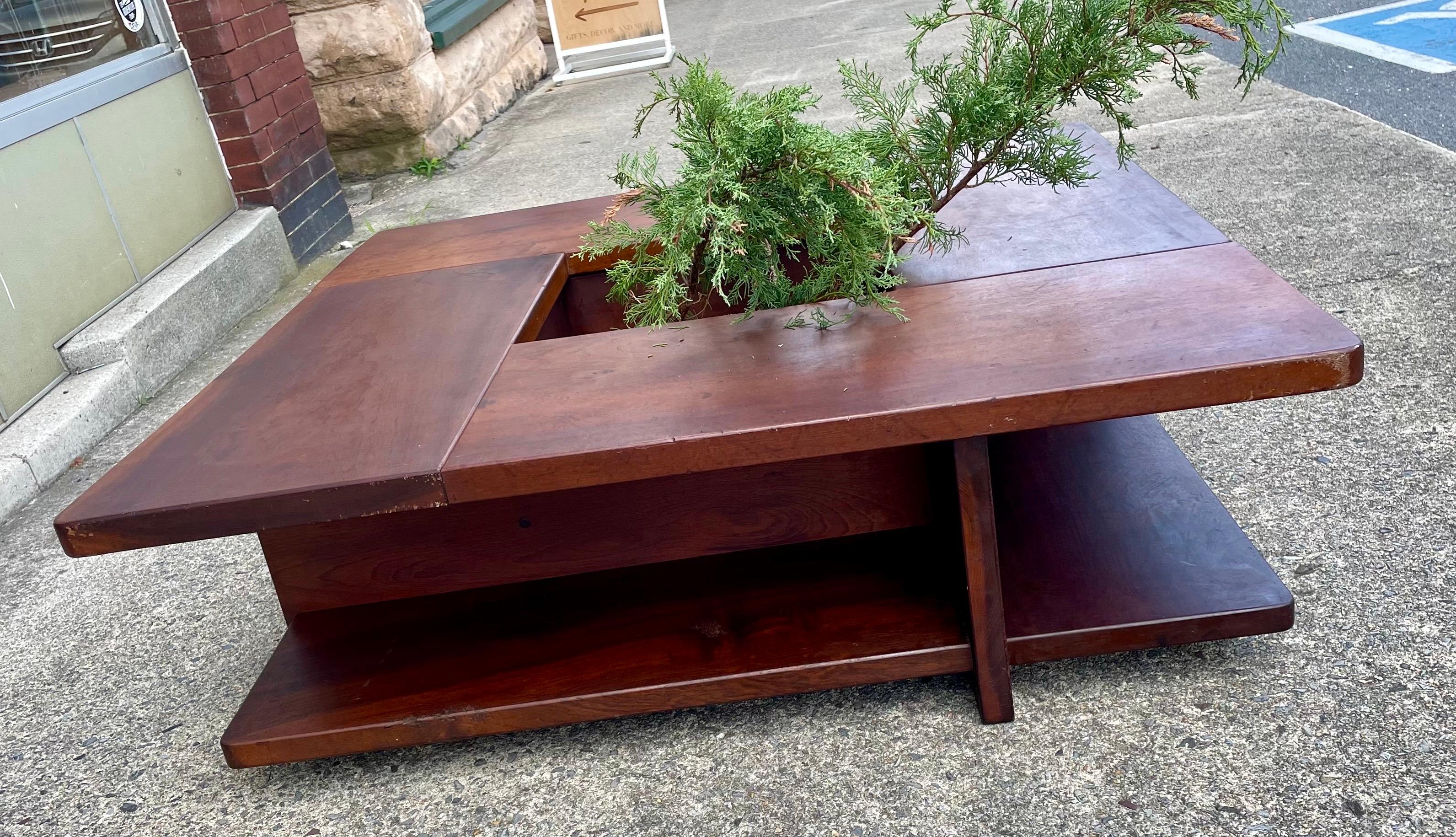 Mid-Century Modern Mid Century Square Coffee Table w/Center Cut-Out For Sale