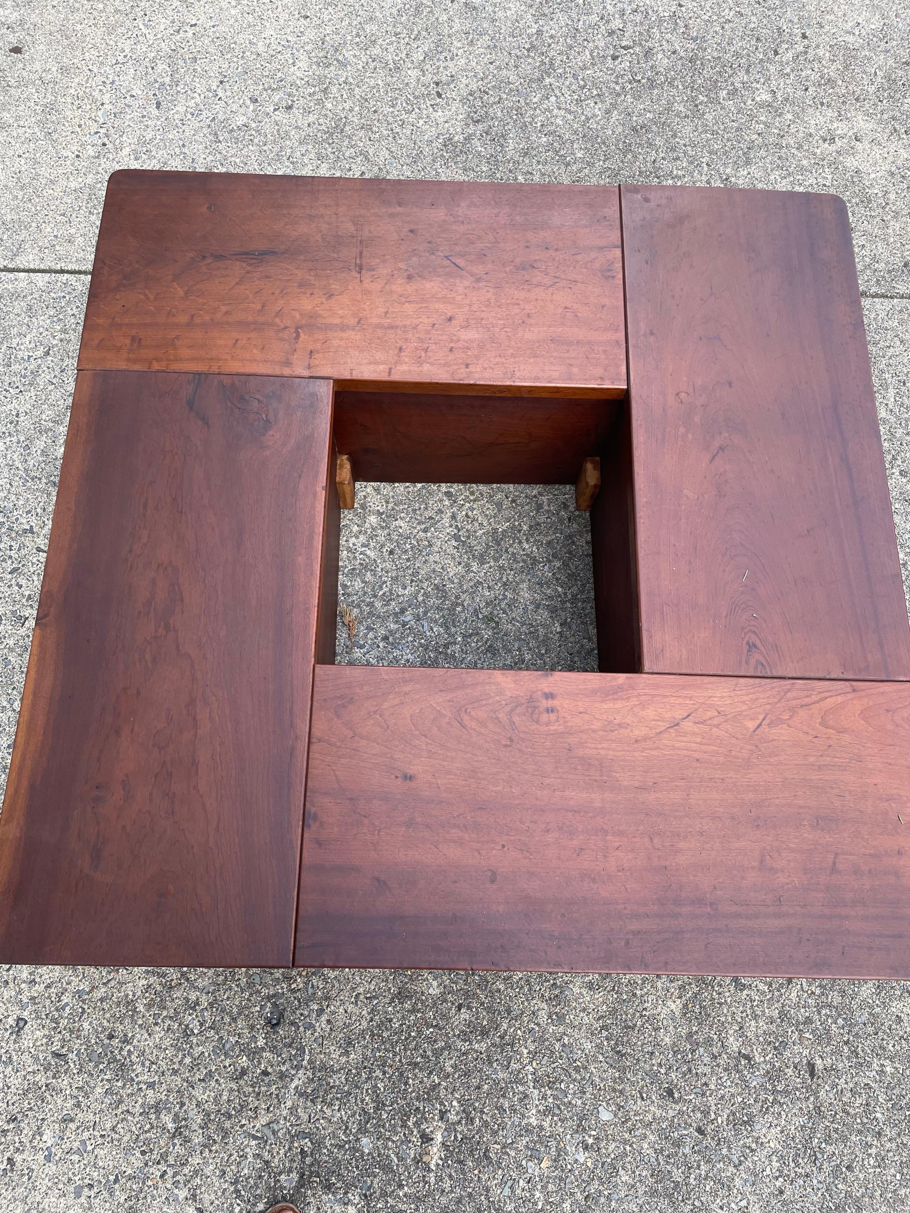 Mid Century Square Coffee Table w/Center Cut-Out In Good Condition For Sale In Clifton Forge, VA