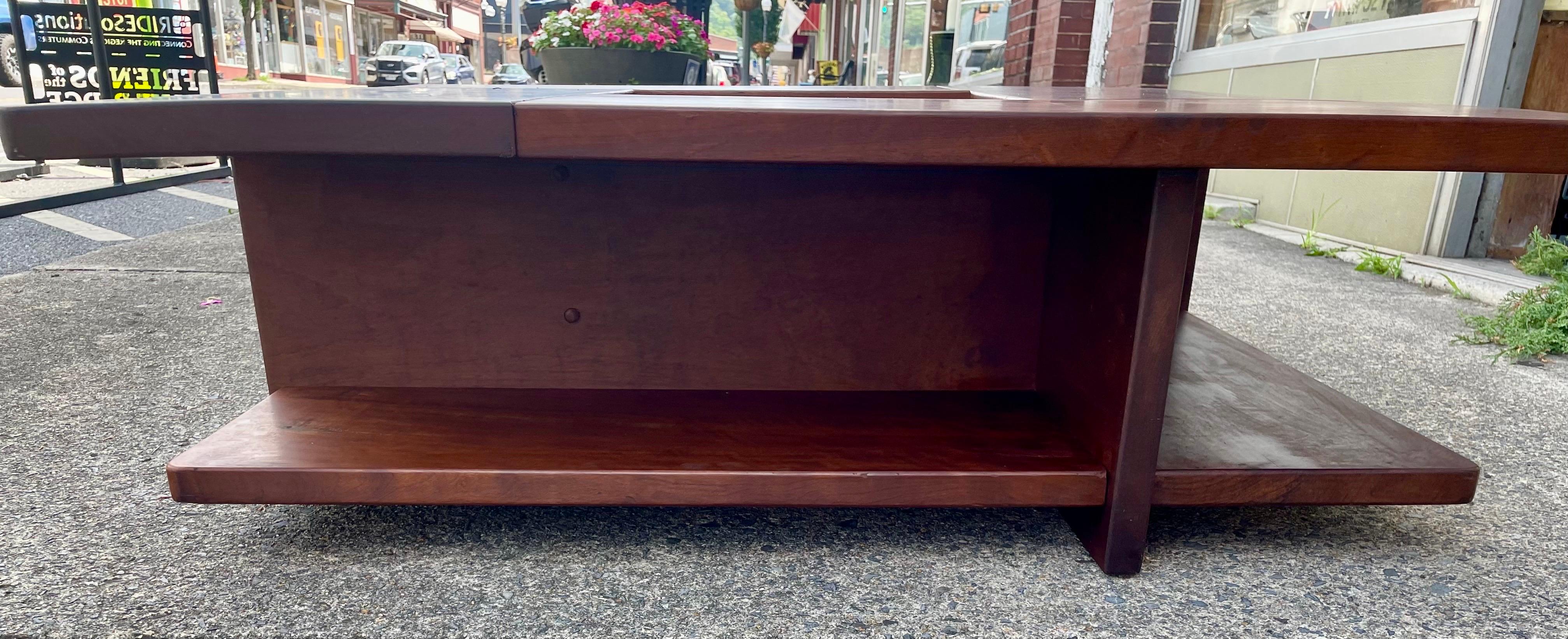 Mid Century Square Coffee Table w/Center Cut-Out For Sale 3