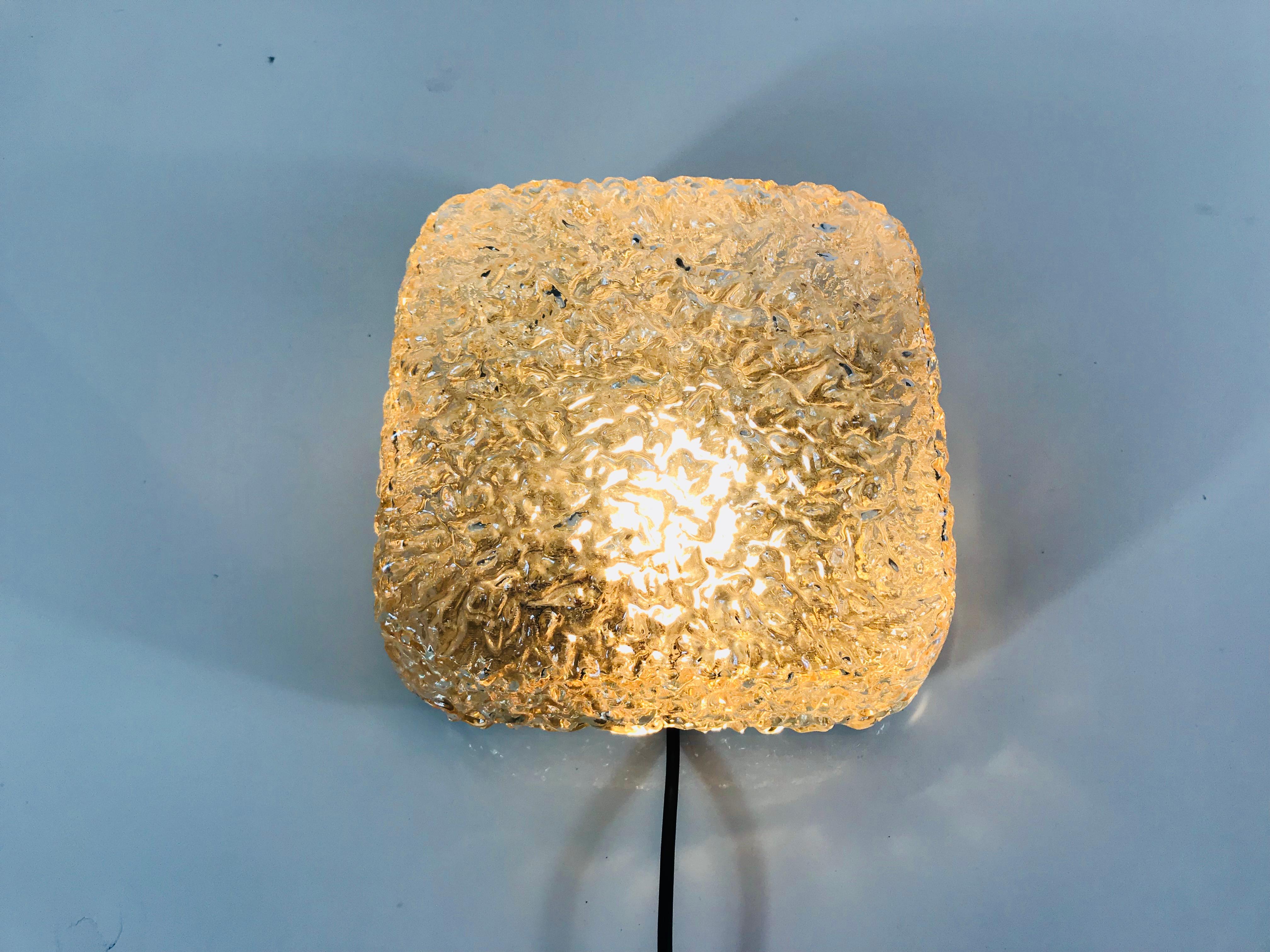 Brass Midcentury Square Crystal Flush Mount by Limburg, 1960s For Sale