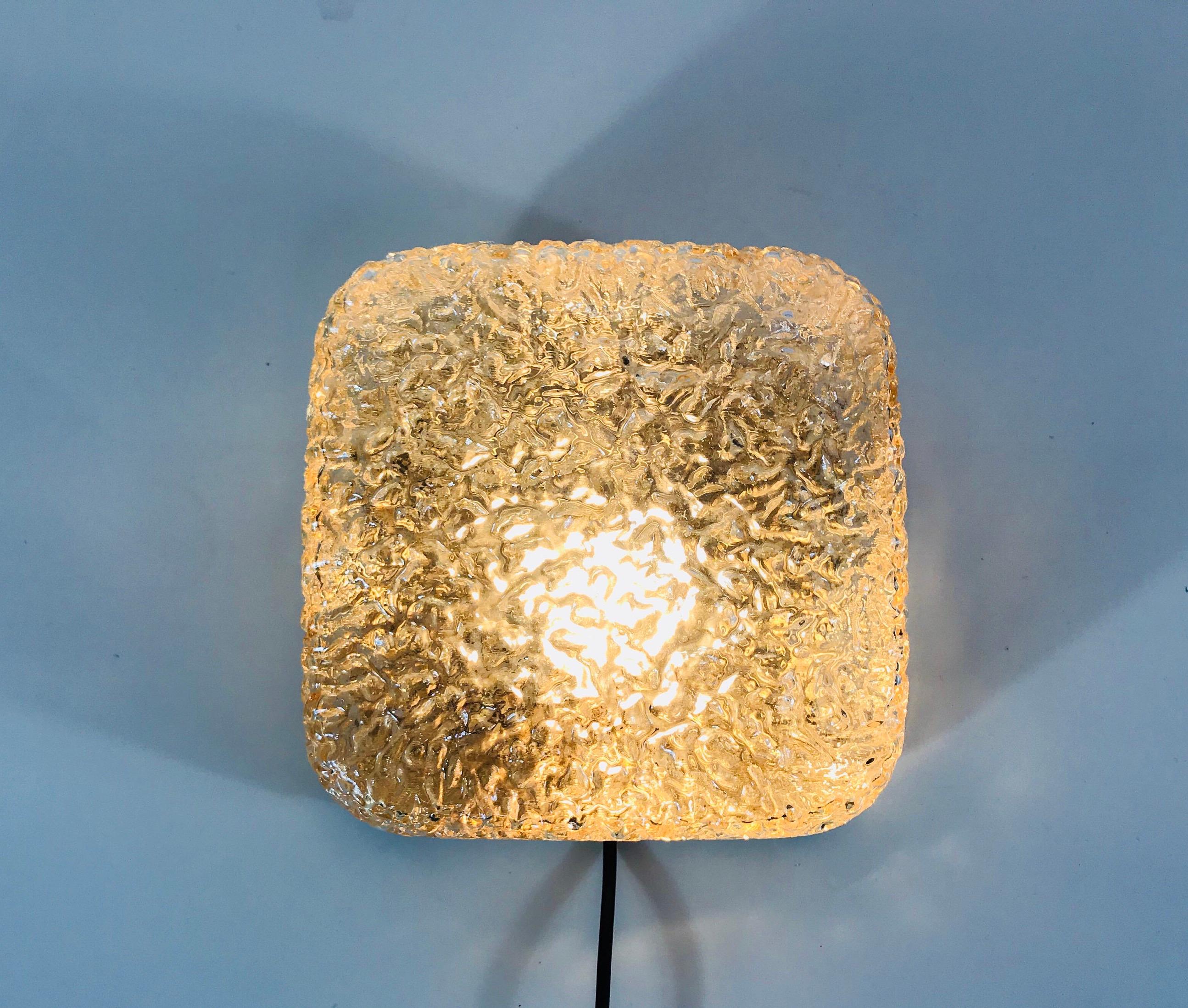 Midcentury Square Crystal Flush Mount by Limburg, 1960s For Sale 1