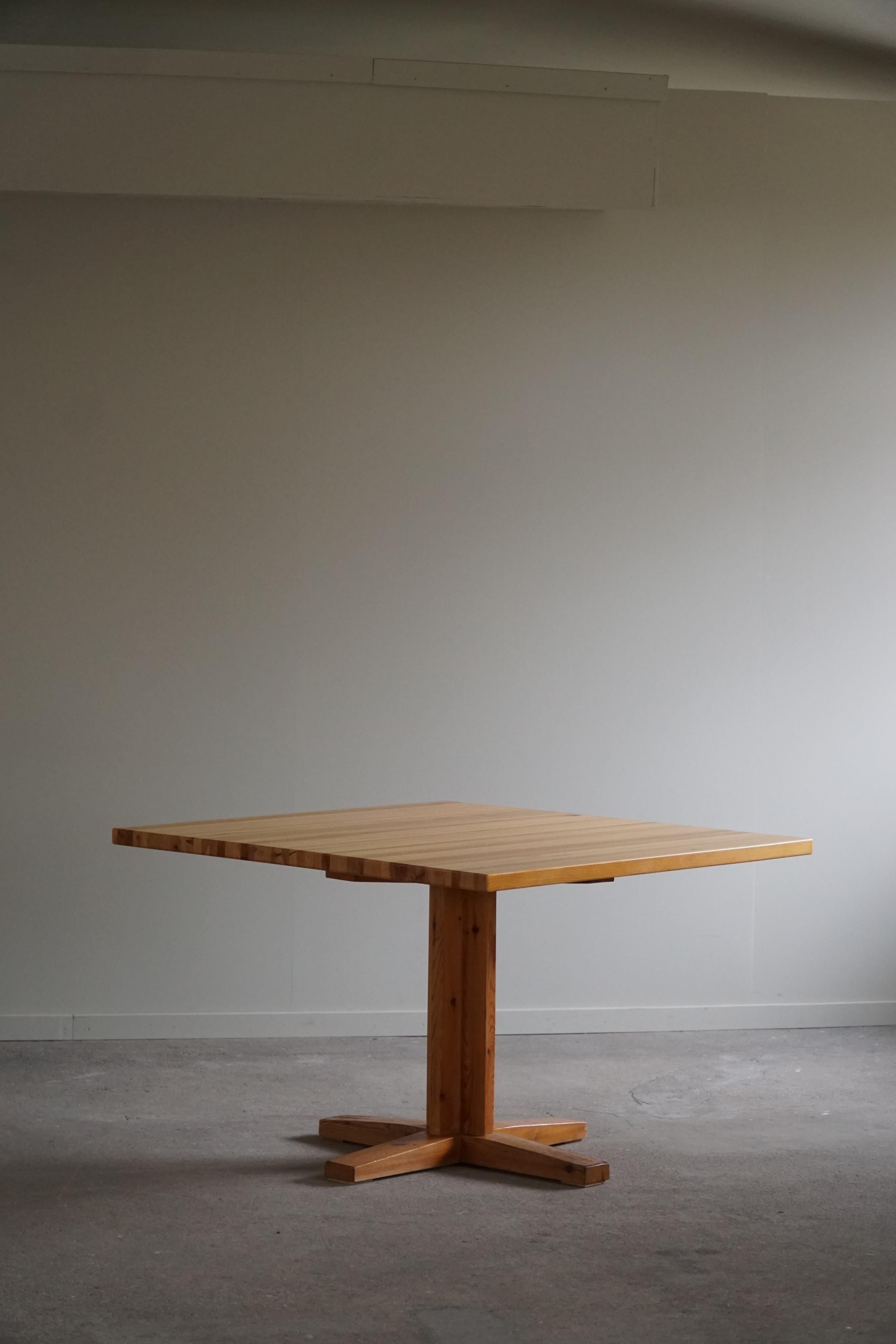 Midcentury Square Dining Room Table in Pine, Danish Cabinetmaker, 1970s For Sale 1
