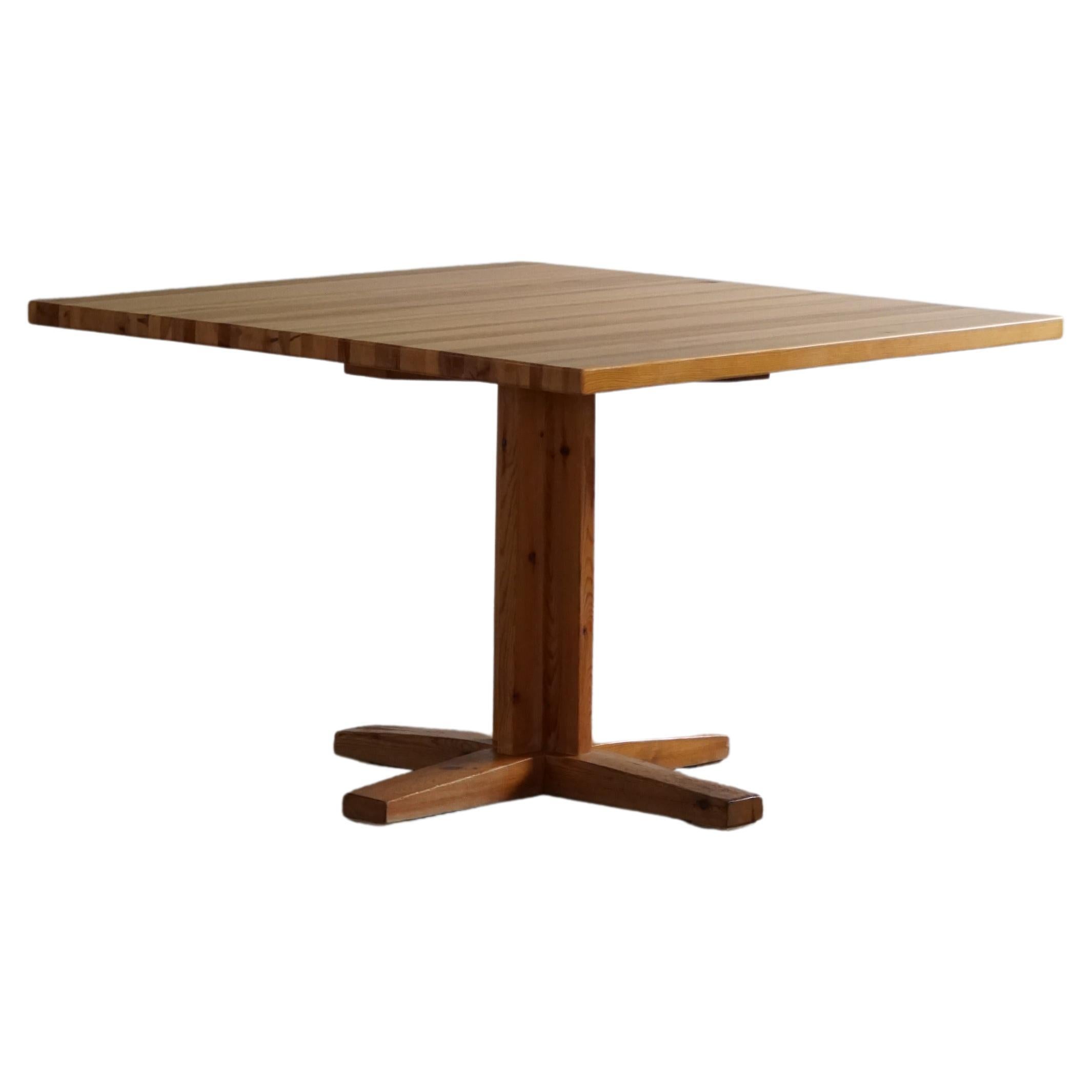 Midcentury Square Dining Room Table in Pine, Danish Cabinetmaker, 1970s For Sale