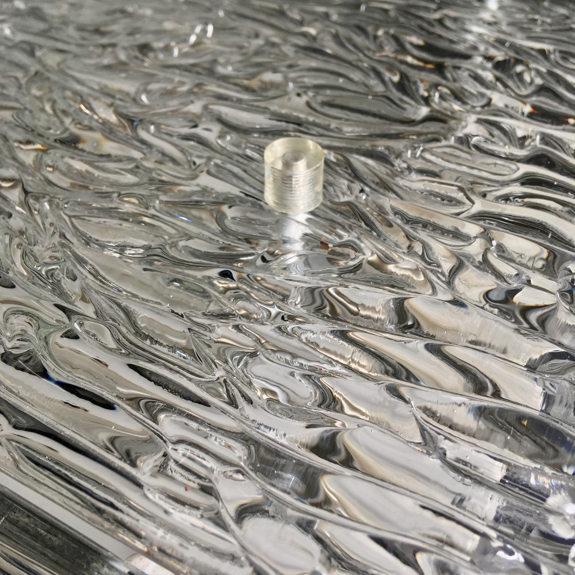 Metal Midcentury Square Flushmount of Clear Dispersion Glass Light by Kalmar Austria