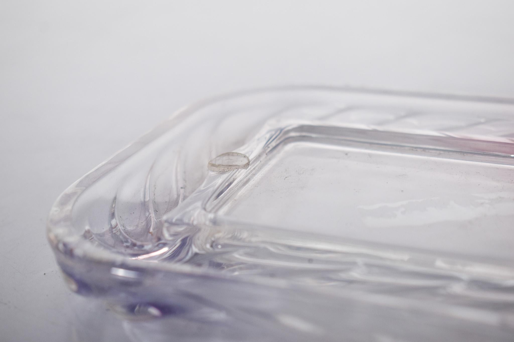 20ième siècle Base en verre carrée du milieu du siècle en vente