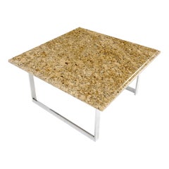 Mid Century Square Granite Top Chrome Base Occasional Coffee Side End Table MINT