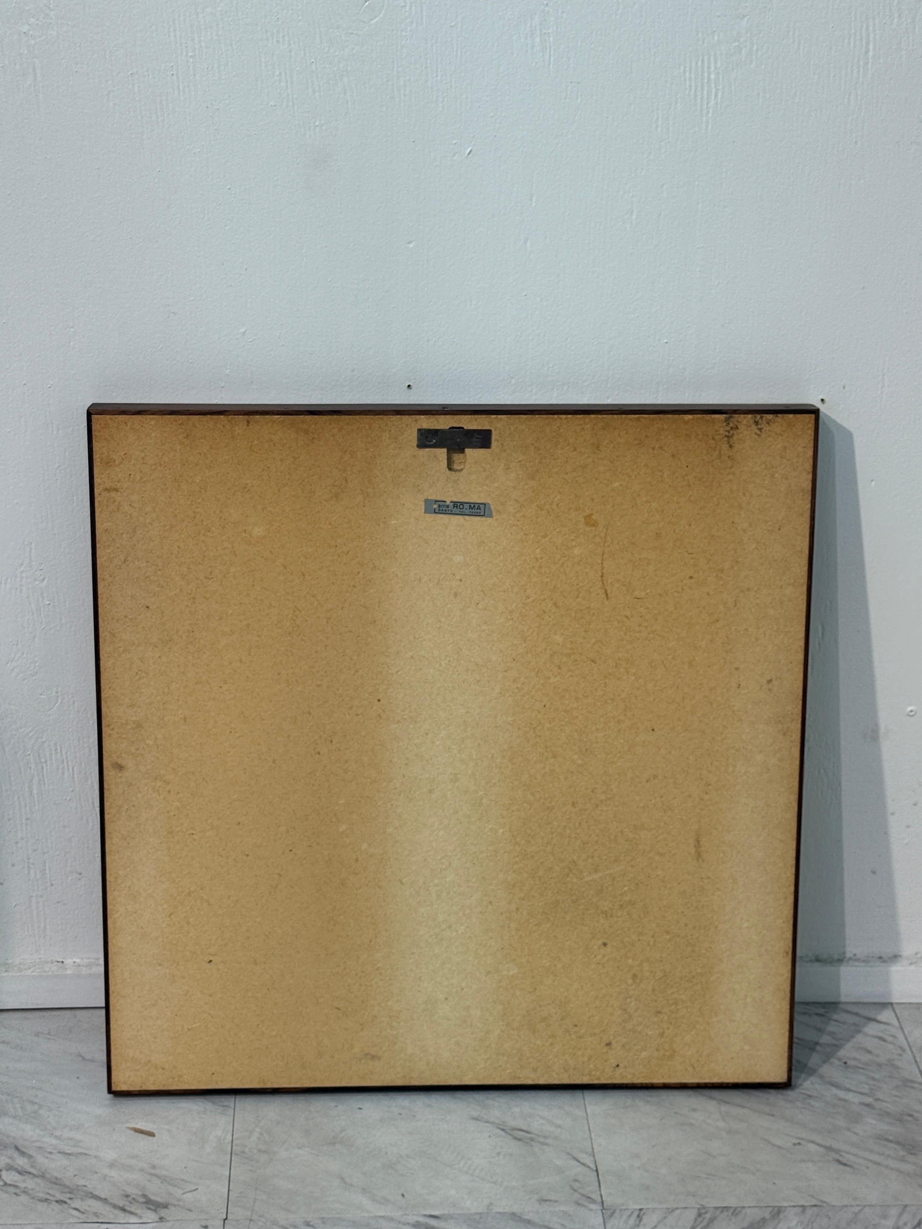 Italian Mid-Century Square Mirror with Red Backing, Italy 1970s For Sale
