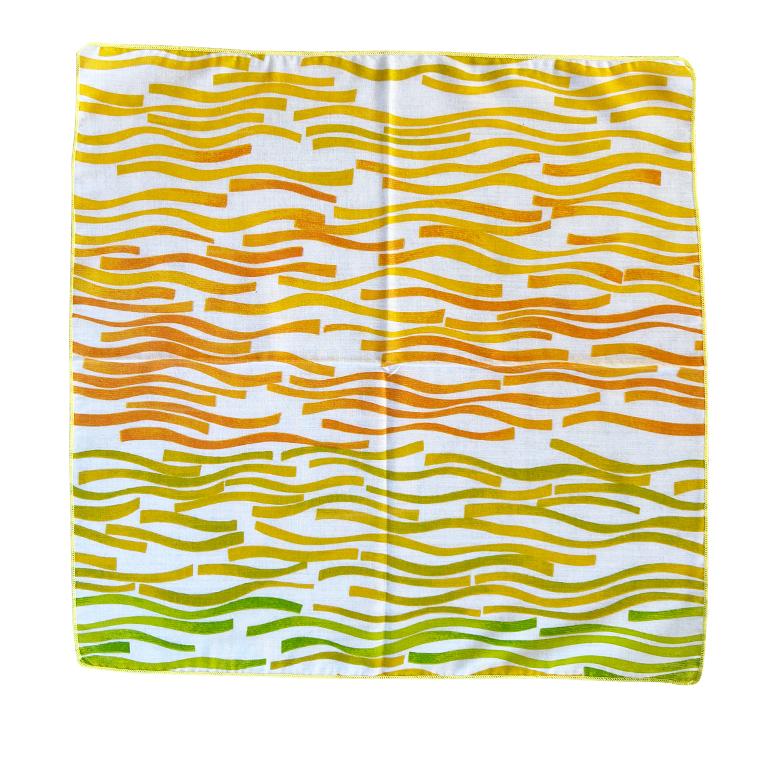 American Mid Century Square Orange and Yellow Dinner Napkins - Set of 4 For Sale