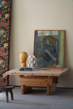 Mid-Century Square Pine Sofa Table by Roland Wilhelmsson, Model Kvadrat, 1970s