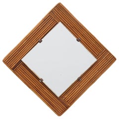 Mid century Square rattan mirror, France, 1960s