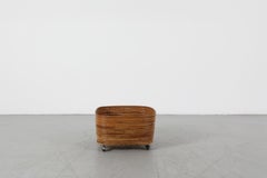 Mid-Century Square Rolling Bamboo Planter with Casters