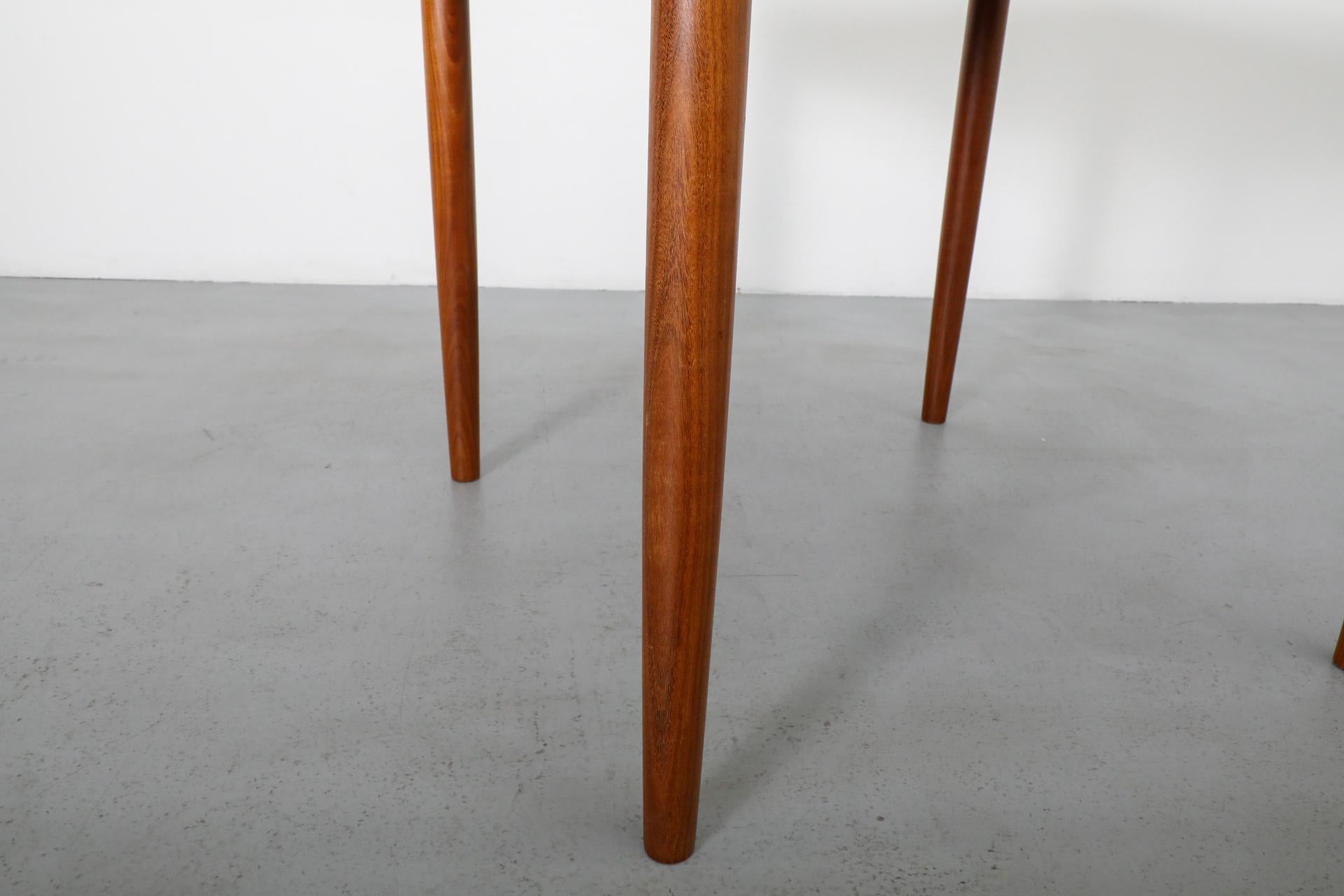 Mid-Century Square Teak Dining Table with Party Leaf and Tapered Legs 9