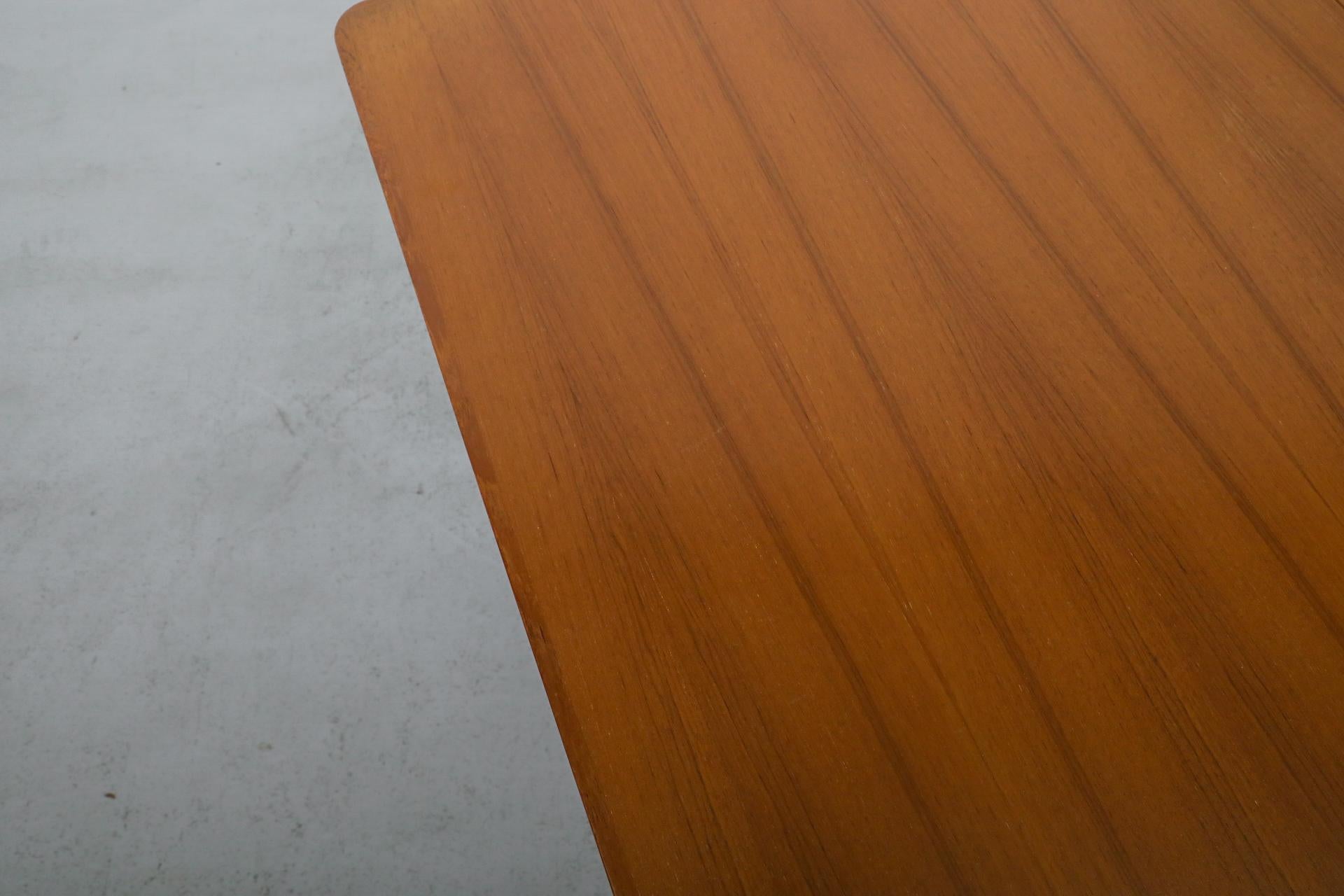 Mid-Century Square Teak Dining Table with Party Leaf and Tapered Legs 10