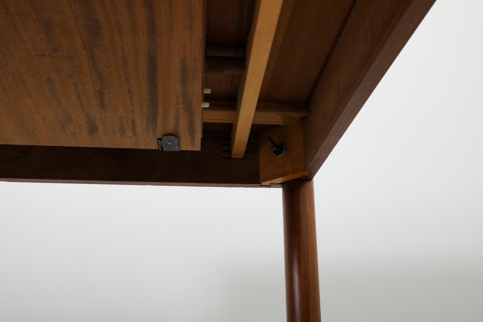Mid-Century Square Teak Dining Table with Party Leaf and Tapered Legs 13