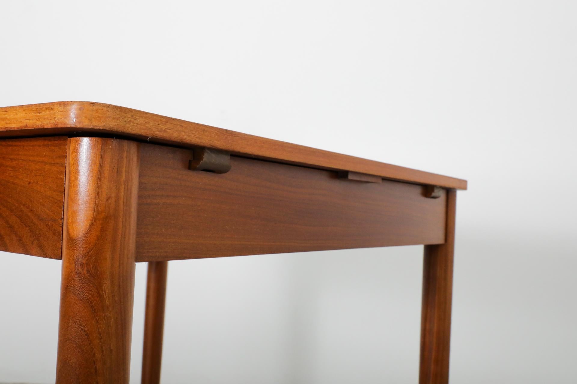 Mid-Century Square Teak Dining Table with Party Leaf and Tapered Legs 14