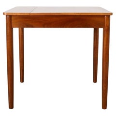 Mid-Century Square Teak Dining Table with Party Leaf and Tapered Legs