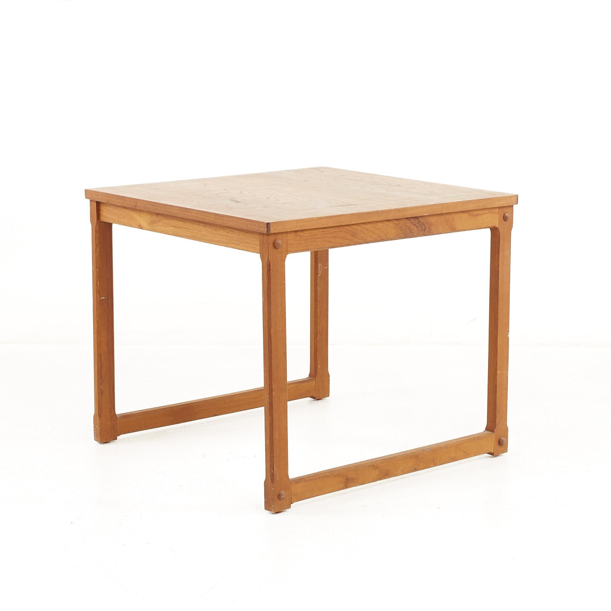 Mid Century Square Teak Side End Table For Sale 1