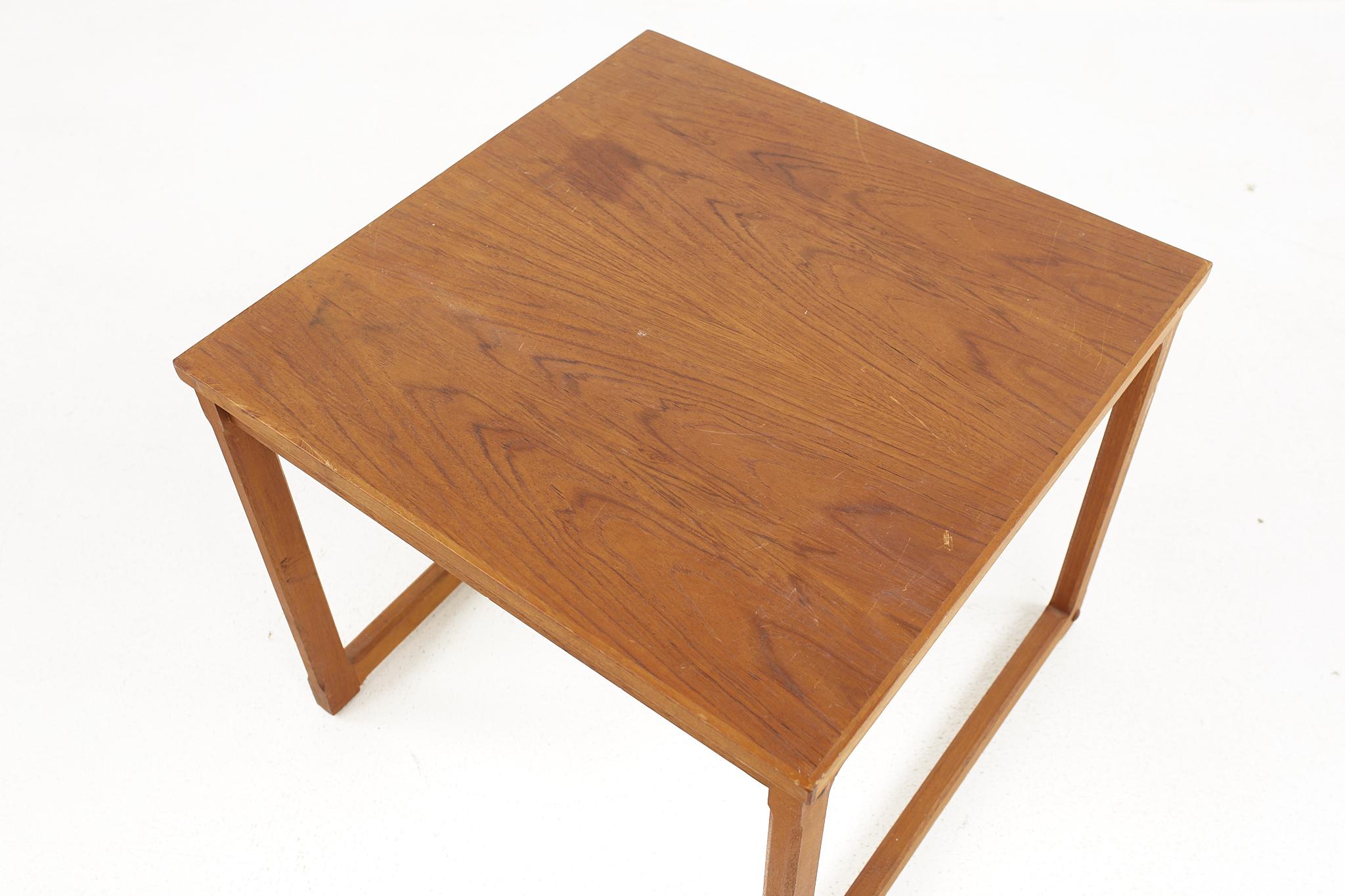 Mid Century Square Teak Side End Table For Sale 3