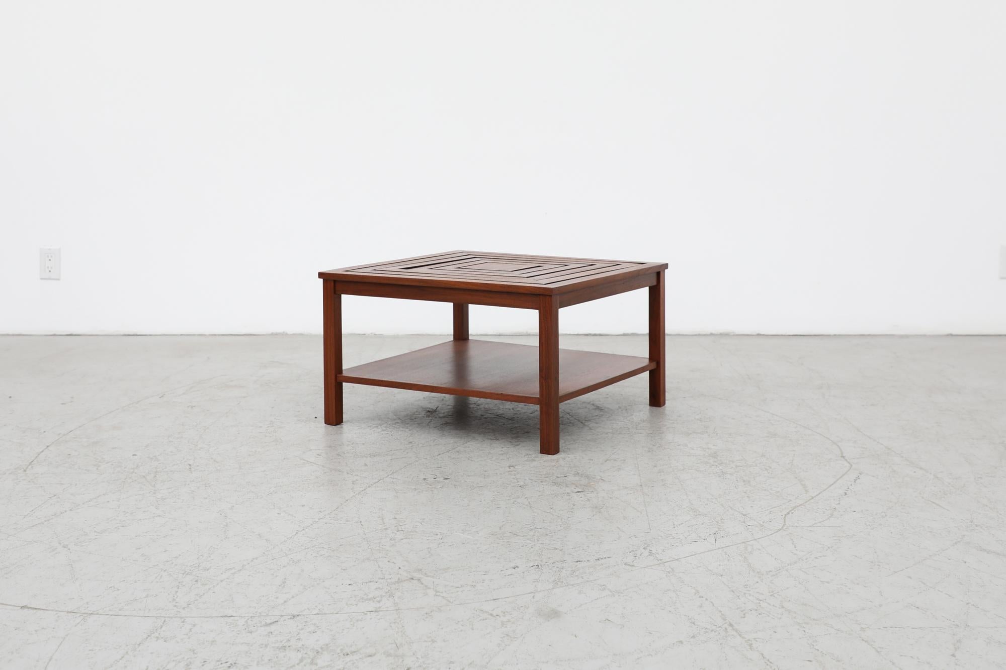 Dutch Mid-Century Square Teak Side or Coffee Table
