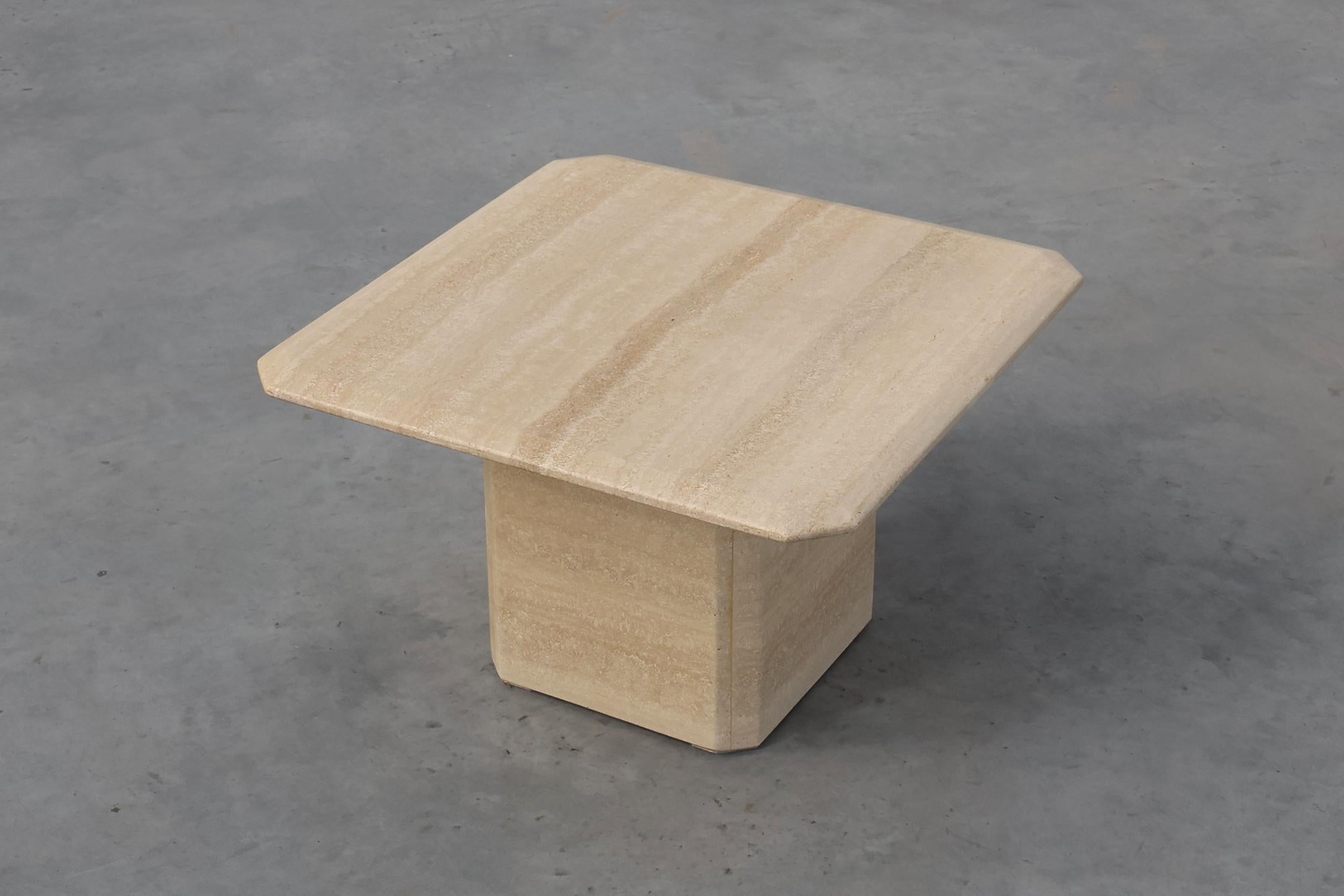 Mid-century square travertine coffee or side table, Italy 1960s For Sale 3