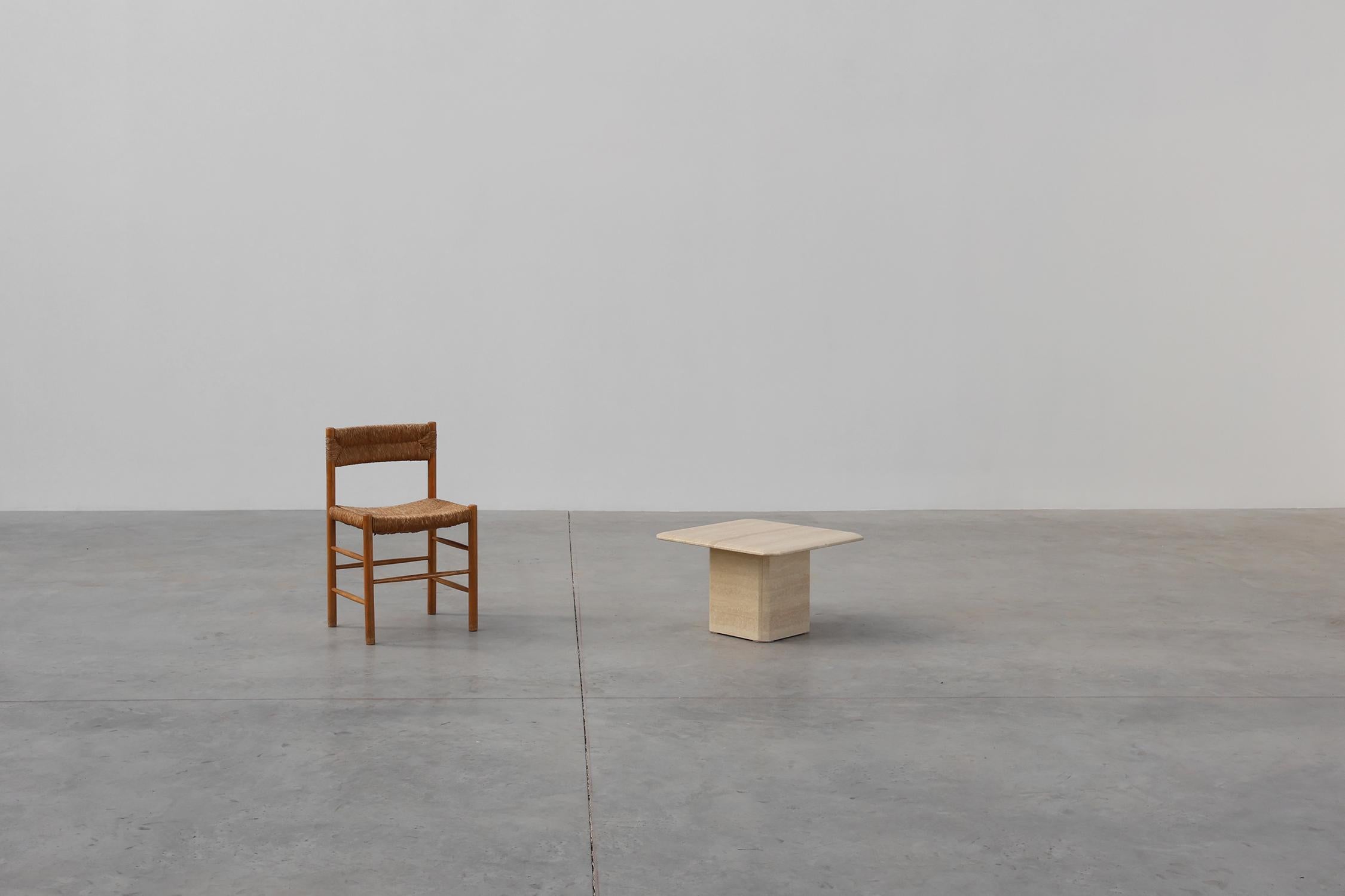 Italian Mid-century square travertine coffee or side table, Italy 1960s For Sale