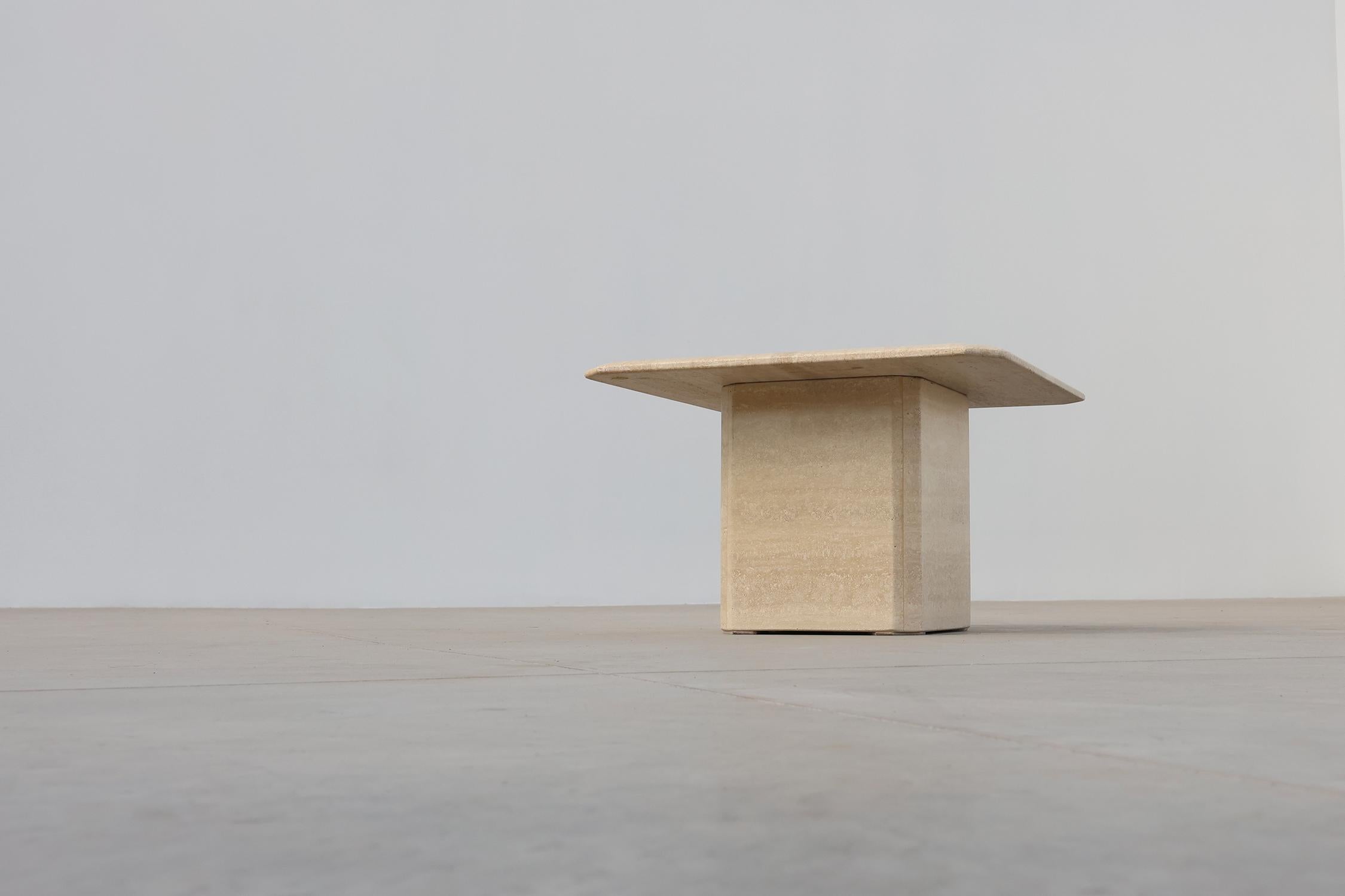Travertine Mid-century square travertine coffee or side table, Italy 1960s For Sale