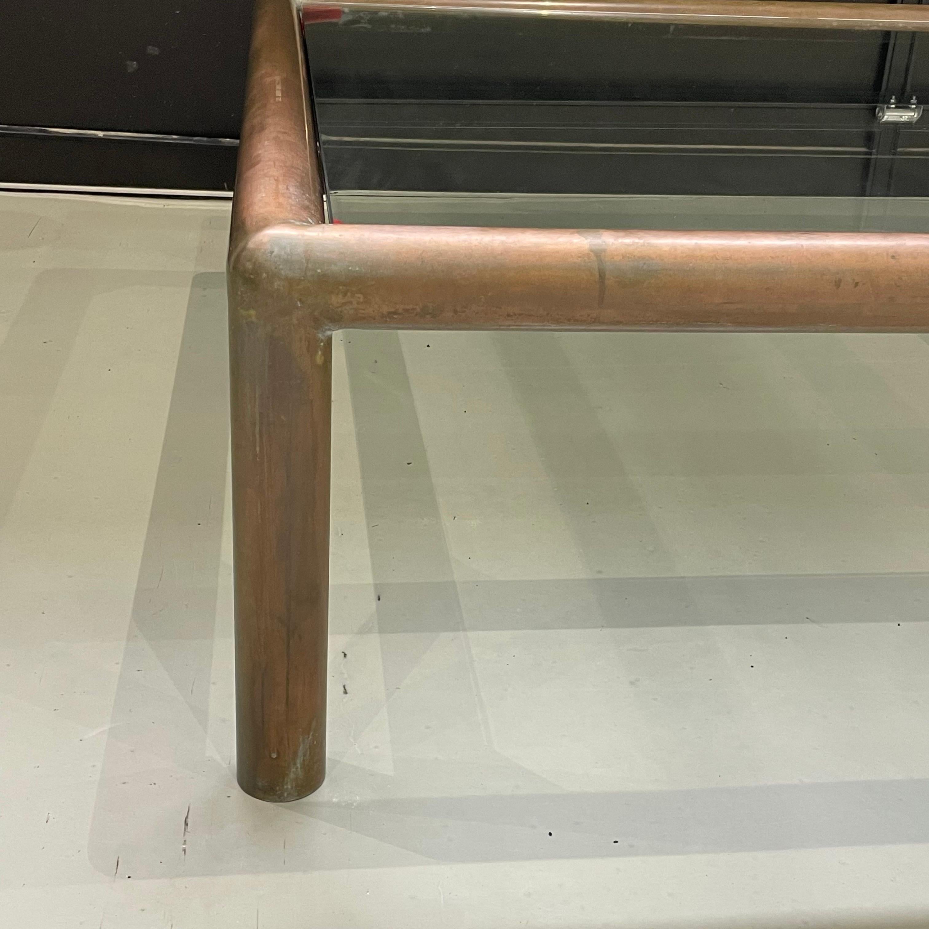 Mid-Century Modern Mid Century Square Tubular Brass Coffee Table with Glass Top, Impressive Size