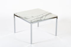 Mid Century Square White Marble Side or Coffee Table by Florence Knoll
