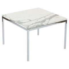 Mid Century Square White Marble Side or Coffee Table by Florence Knoll