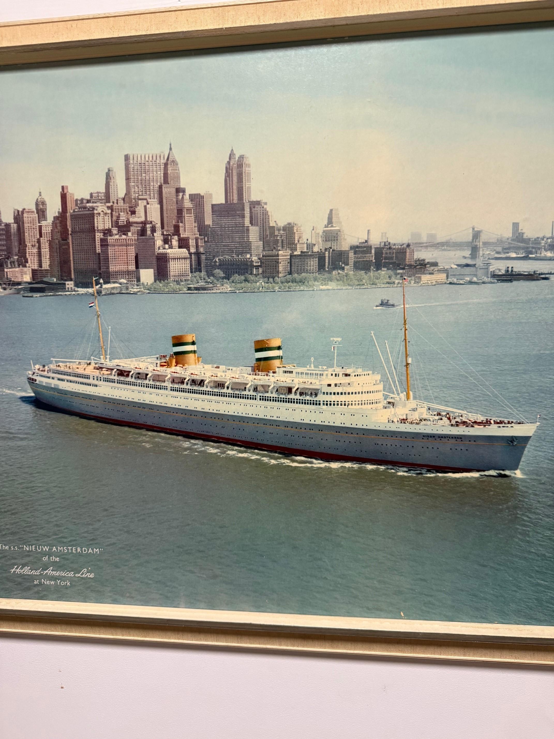 SS NIEUW AMSTERDAM der Holland-Amerika-Linie aus der Mitte des Jahrhunderts in New York (amerikanisch) im Angebot