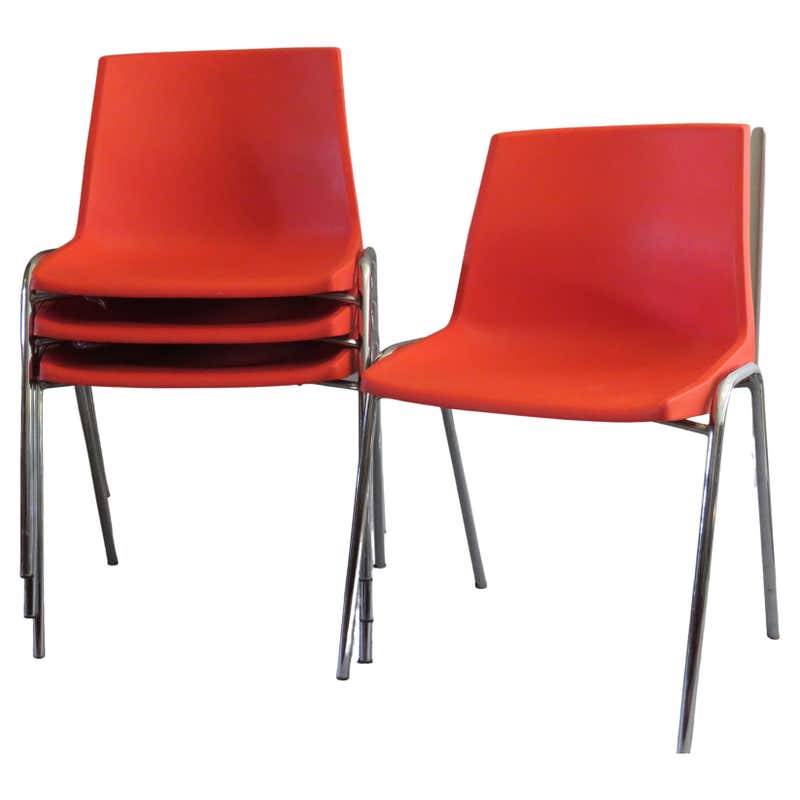 Mid-Century Thonet Bicolored Stackable Schoolhouse Auditorium Chairs, C ...
