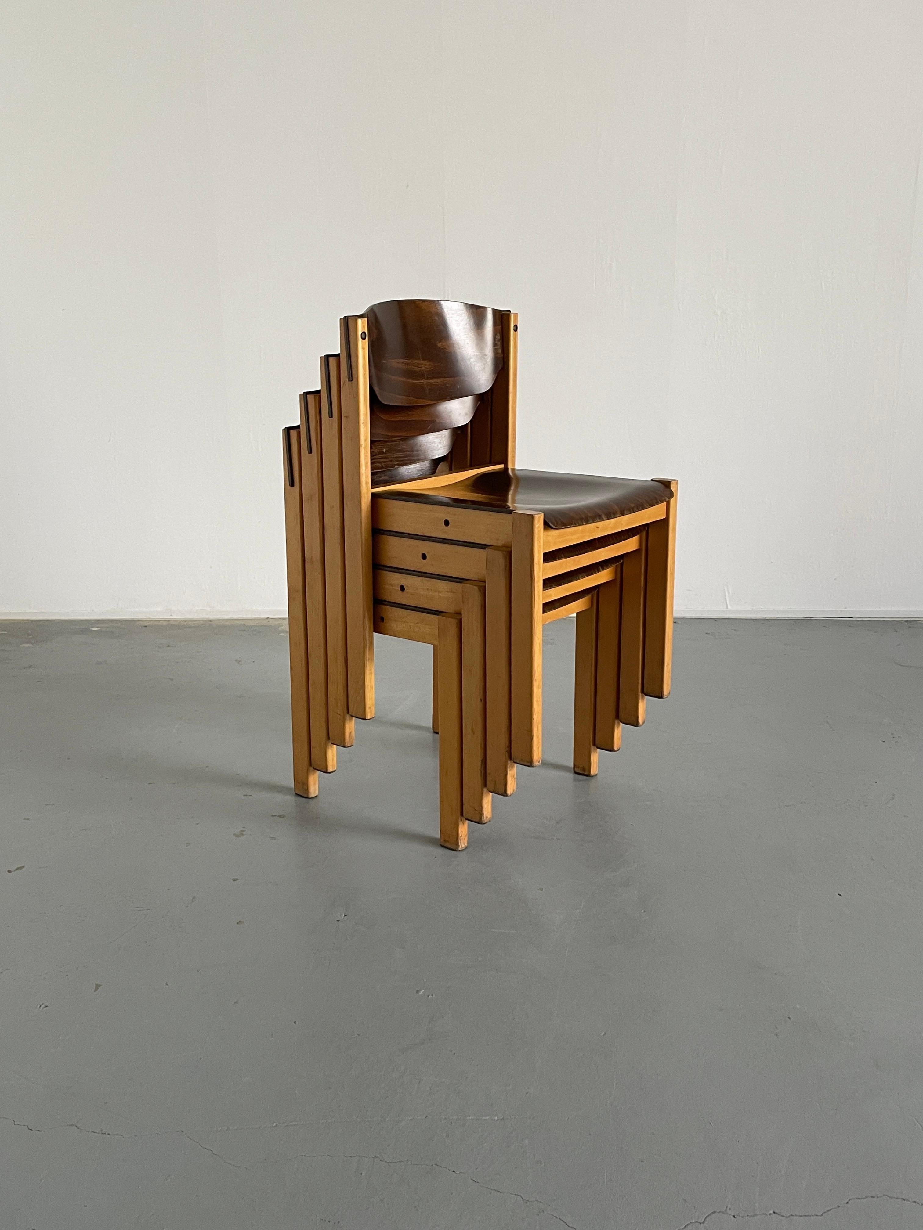 Mid-Century Stackable Dining Chairs in the Style of Roland Rainer, 1970s Germany For Sale 4