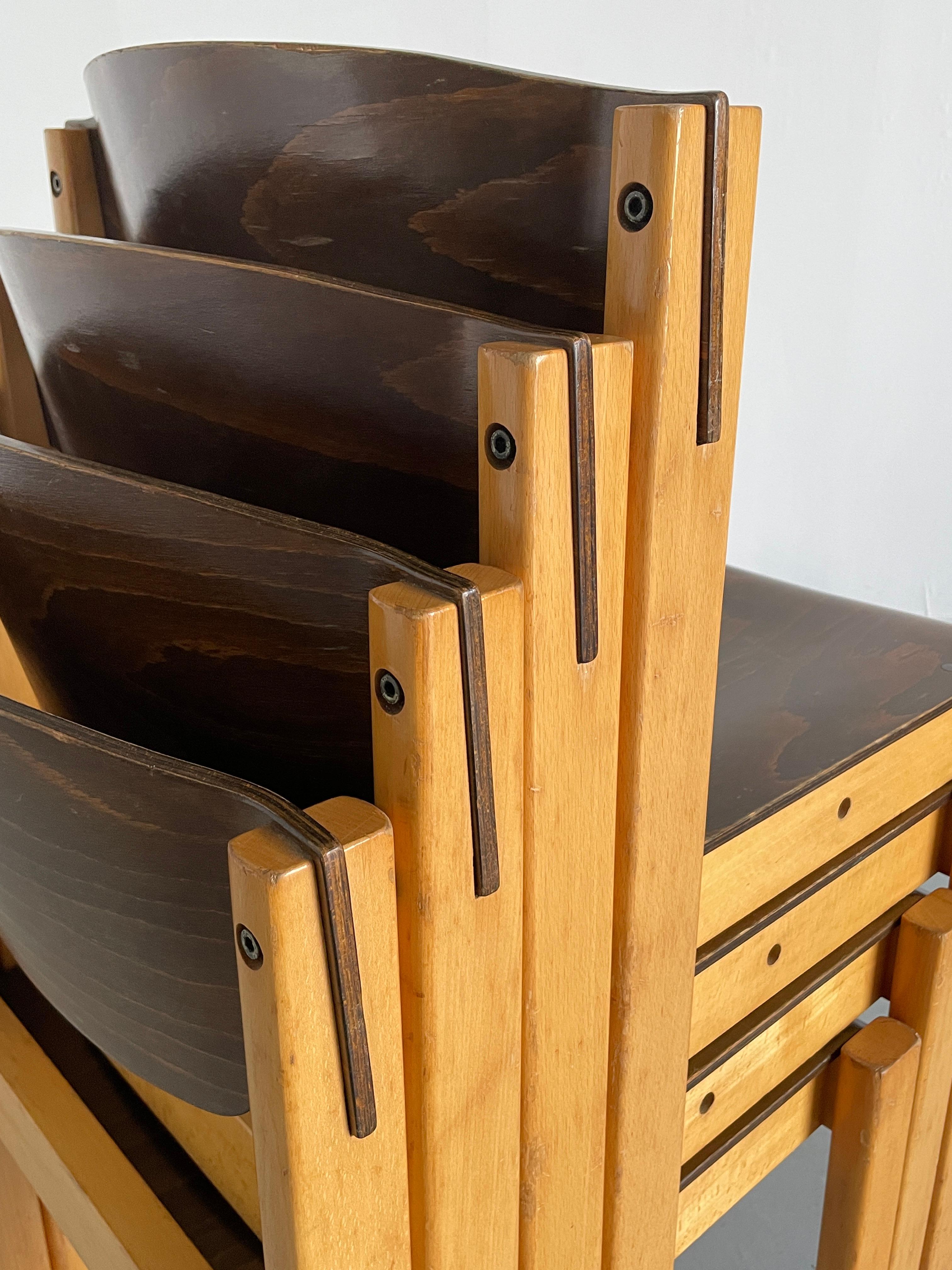 Mid-Century Stackable Dining Chairs in the Style of Roland Rainer, 1970s Germany For Sale 5