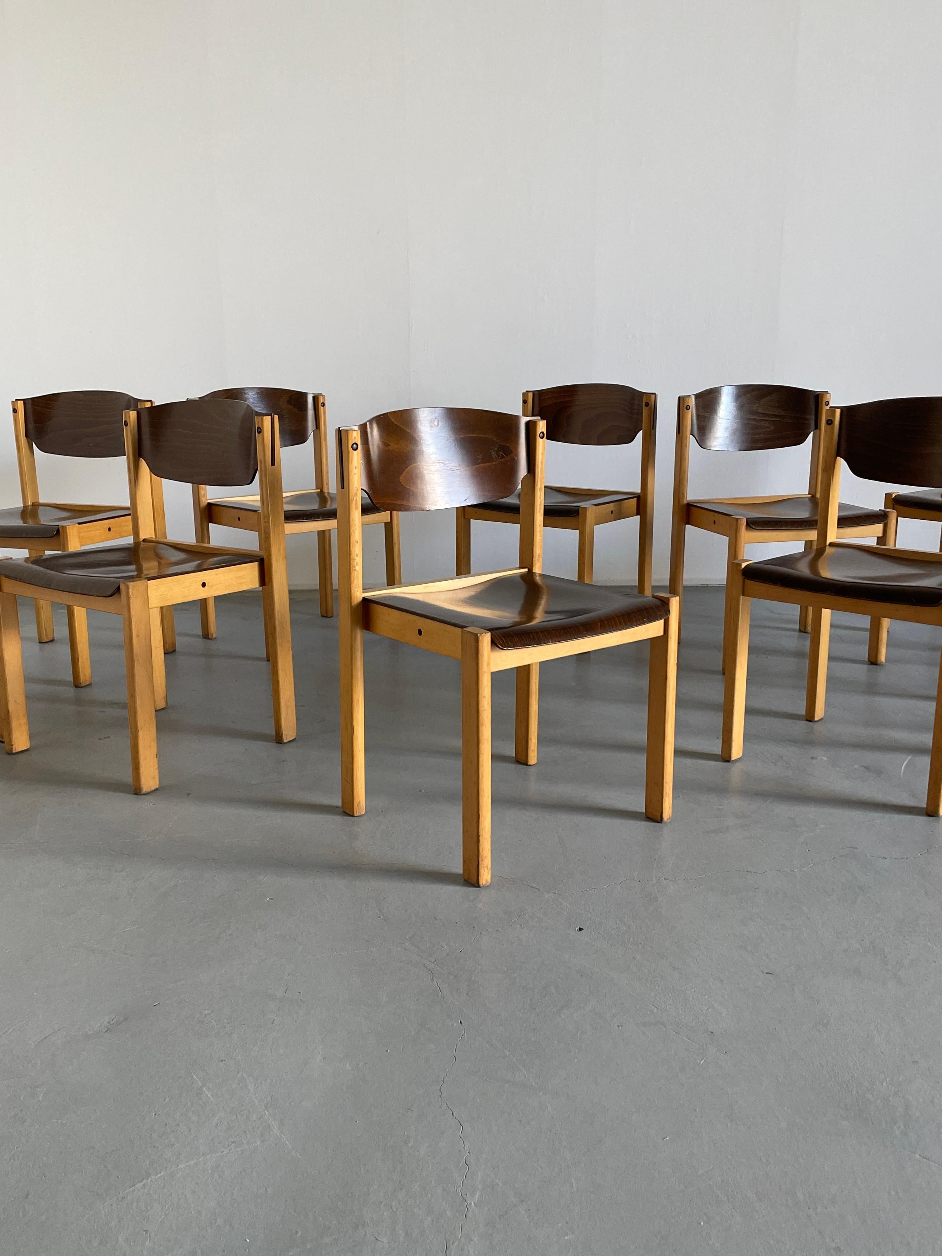 Mid-Century Stackable Dining Chairs in the Style of Roland Rainer, 1970s Germany In Good Condition In Zagreb, HR