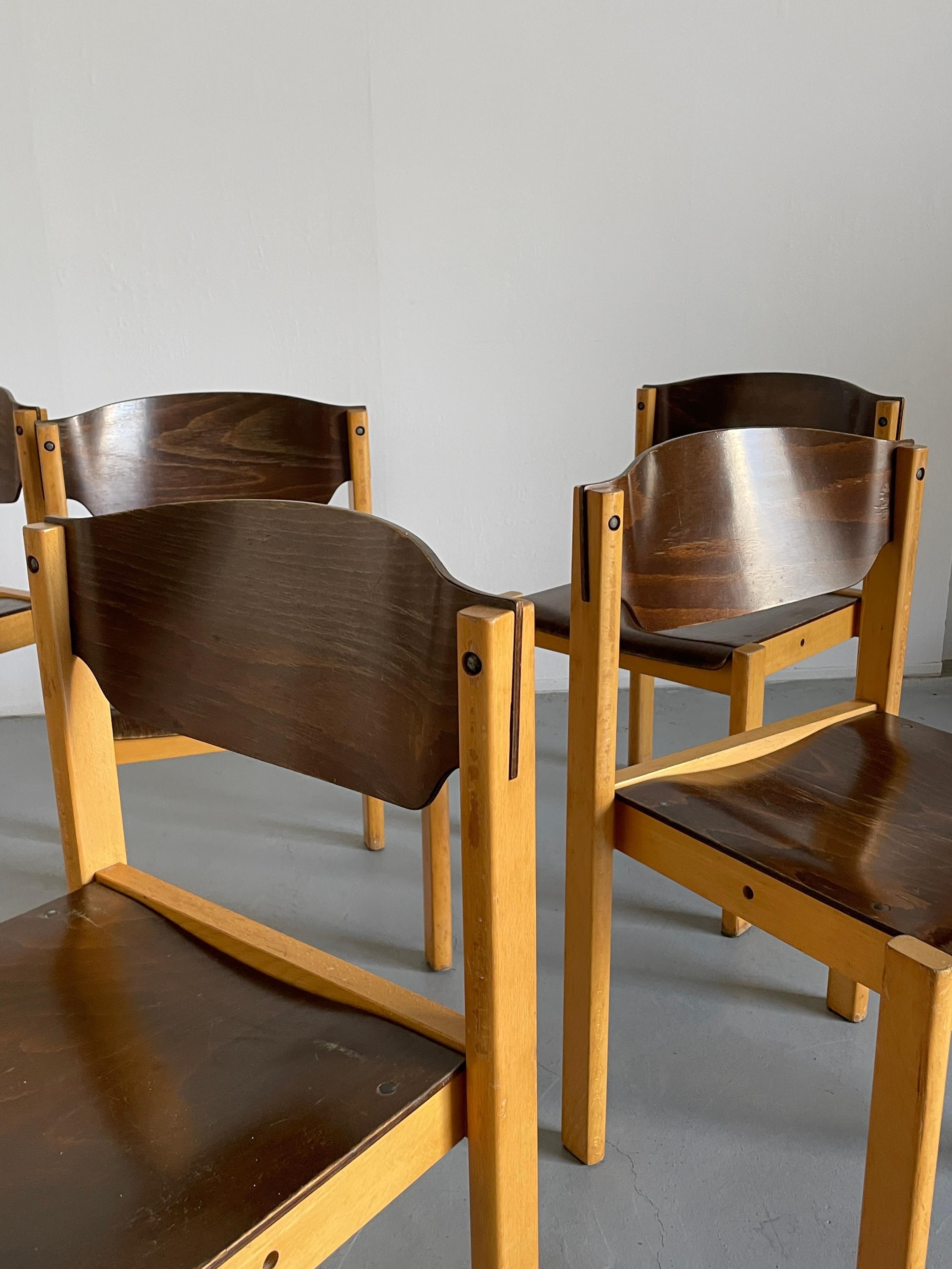 Late 20th Century Mid-Century Stackable Dining Chairs in the Style of Roland Rainer, 1970s Germany For Sale