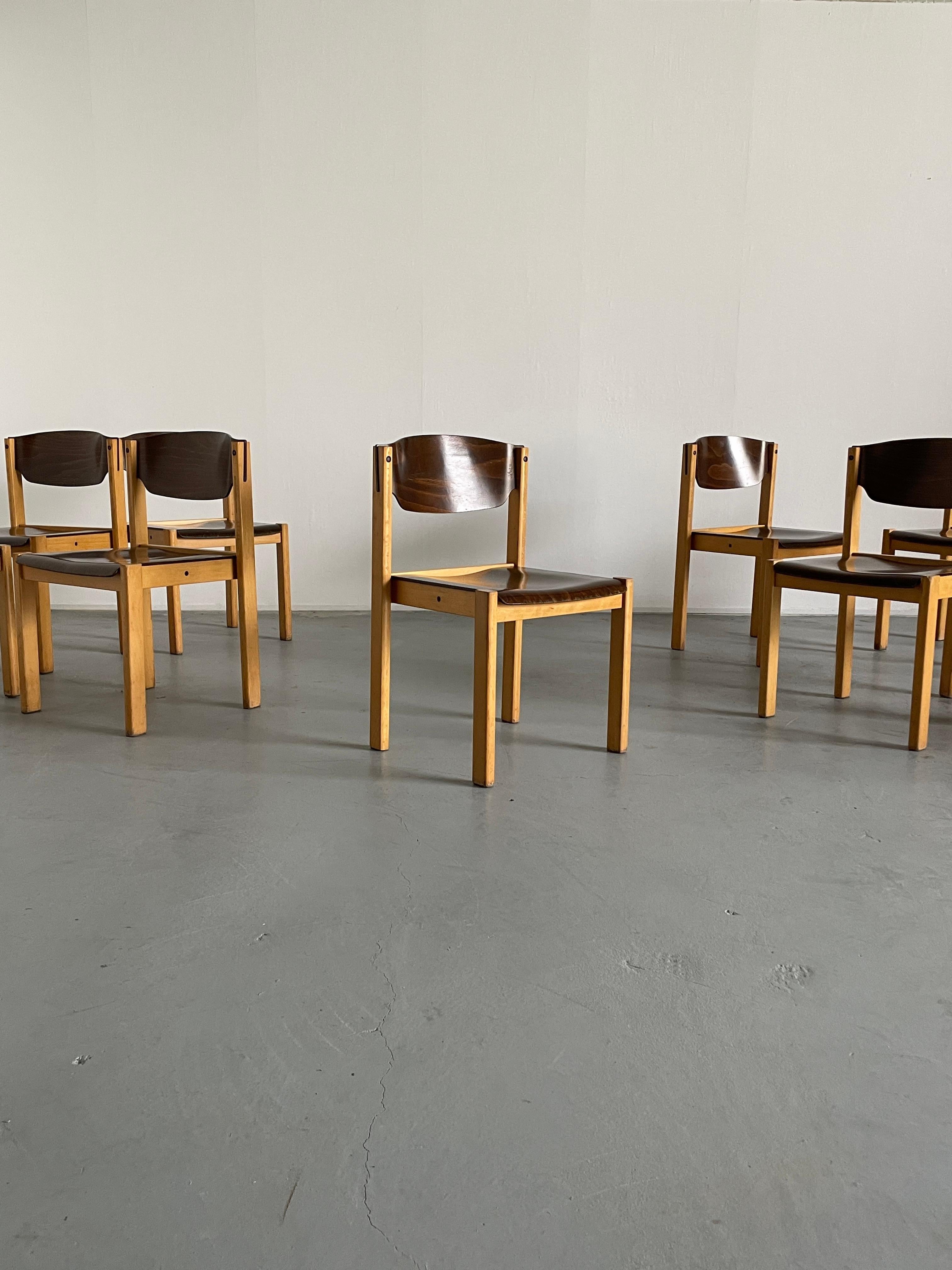 Beech Mid-Century Stackable Dining Chairs in the Style of Roland Rainer, 1970s Germany For Sale