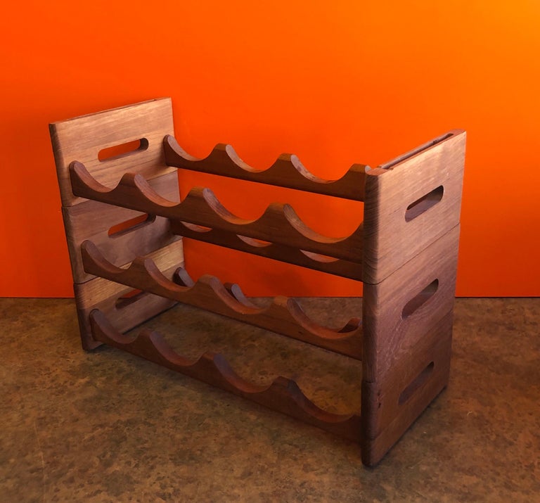 Midcentury Stackable Solid Teak Wine Rack at 1stDibs stackable wine