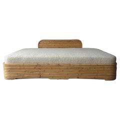 Mid Century Stacked Bamboo Ratan Sofa Bank