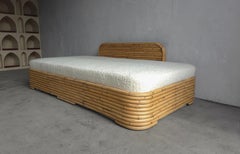 Mid Century Stacked Bamboo Ratan Sofa Daybed