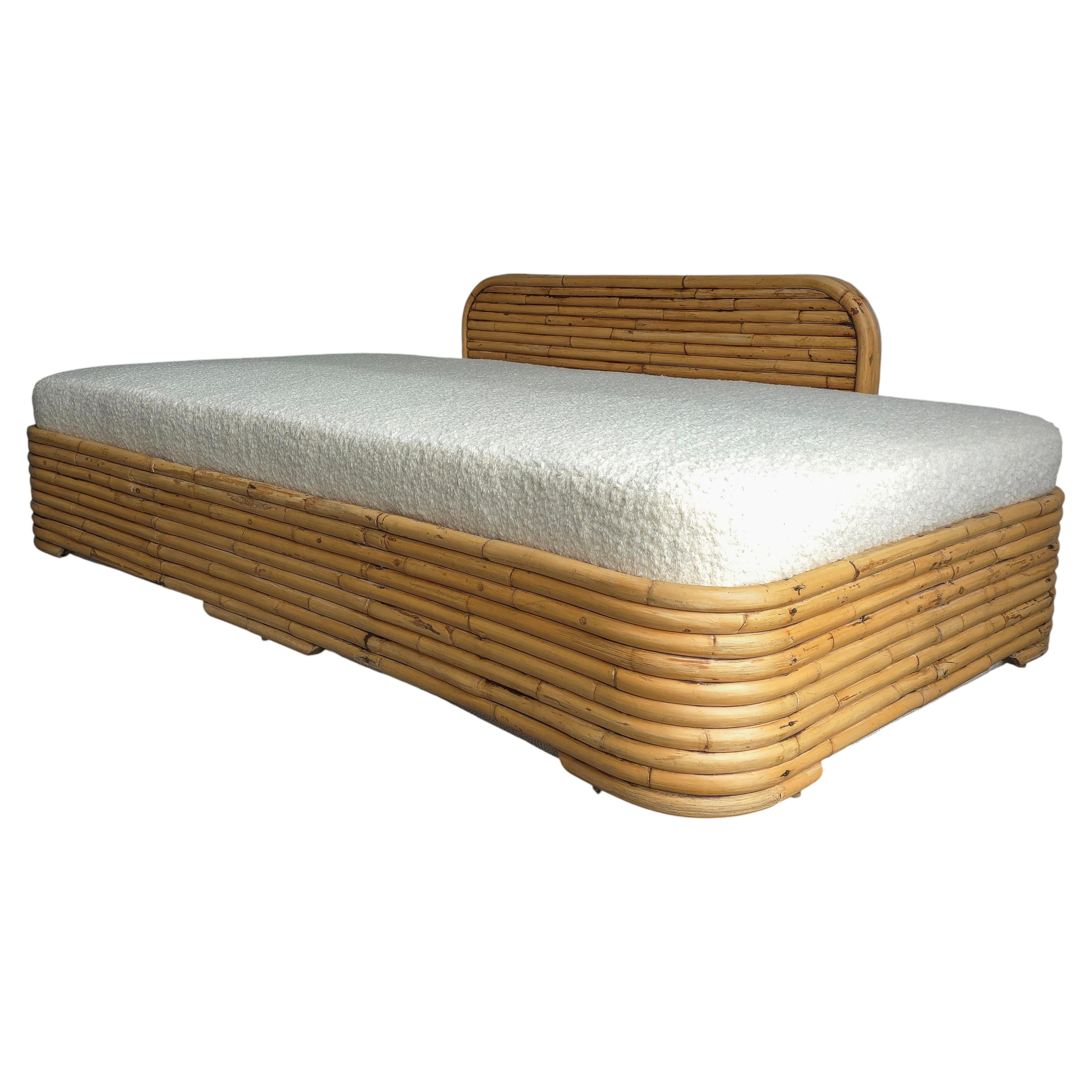 Mid Century Stacked Bamboo Ratan Sofa Daybed