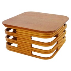 Mid-Century Stacked Rattan Coffee Table
