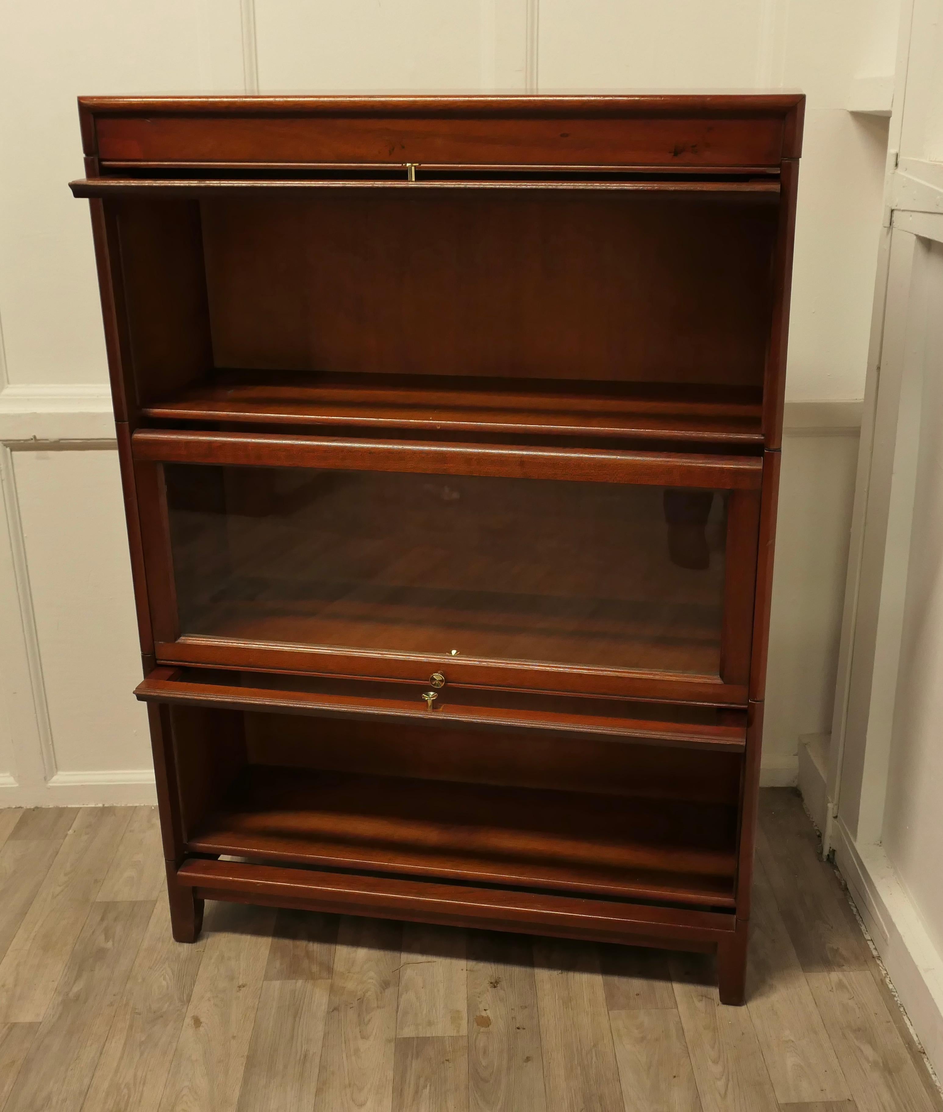 Sapele Wood Mid Century Stacking Barristers Bookcase or Filing Cabinet For Sale