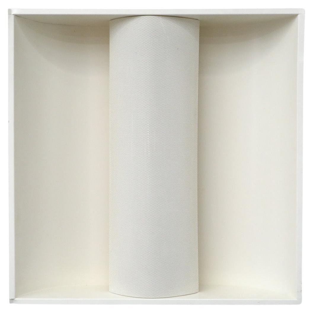 Post-war German lighting manufacturer Staff Leuchten produced these large, visually striking sconces or ceiling lights in the 1980s. Originally made to inset into the ceiling or wall. Made of white enameled metal with an eye-catching  curved