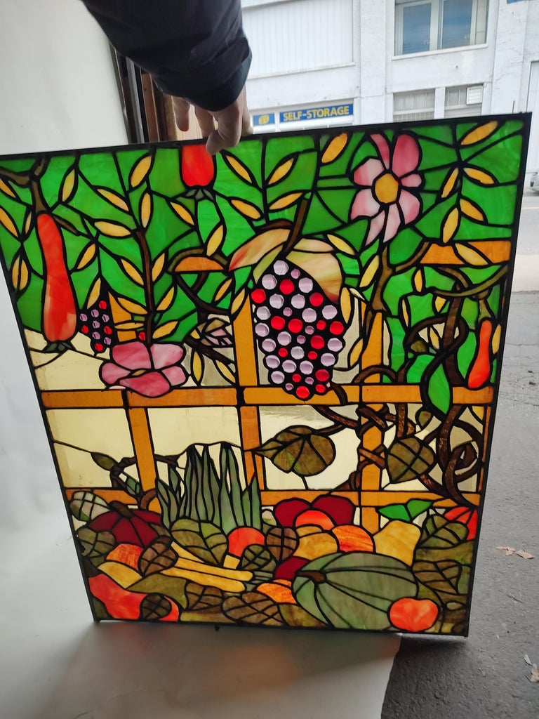 Midcentury Stained Glass Window Panels by Rainbow Studios NY, circa