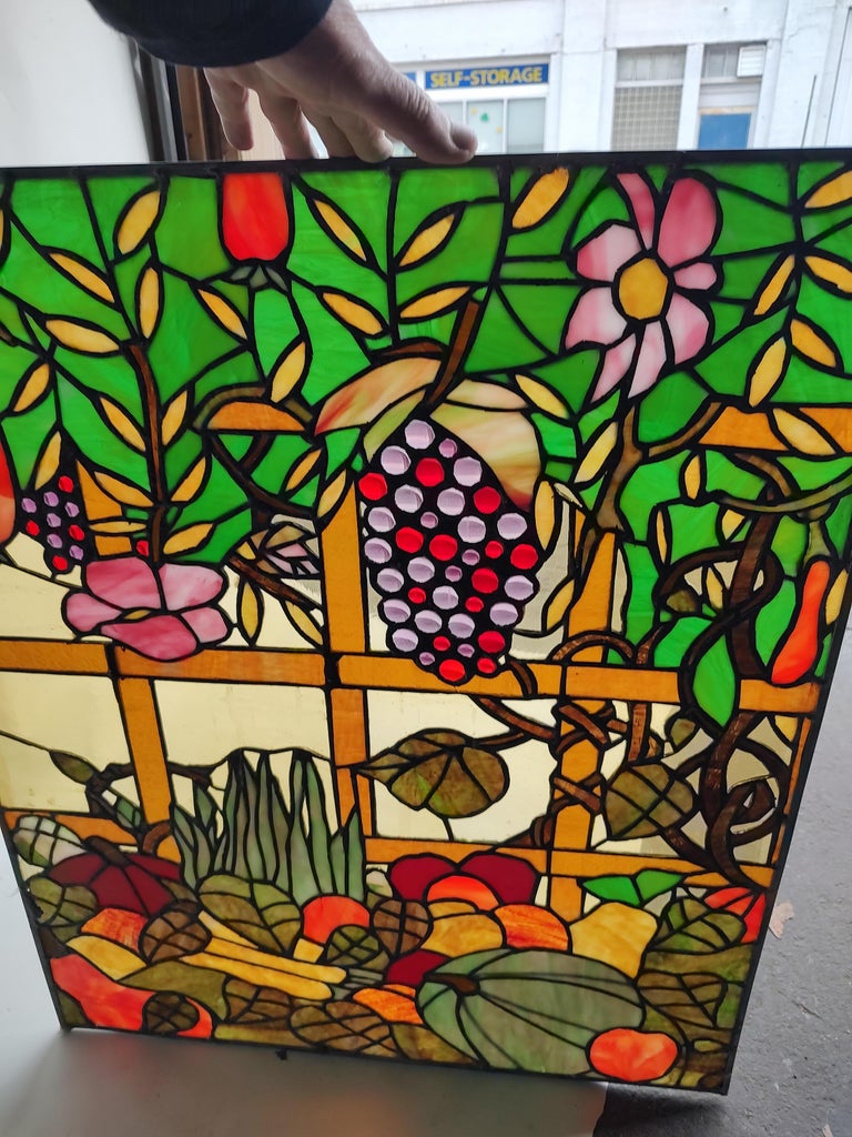 Midcentury Stained Glass Window Panels by Rainbow Studios NY, circa