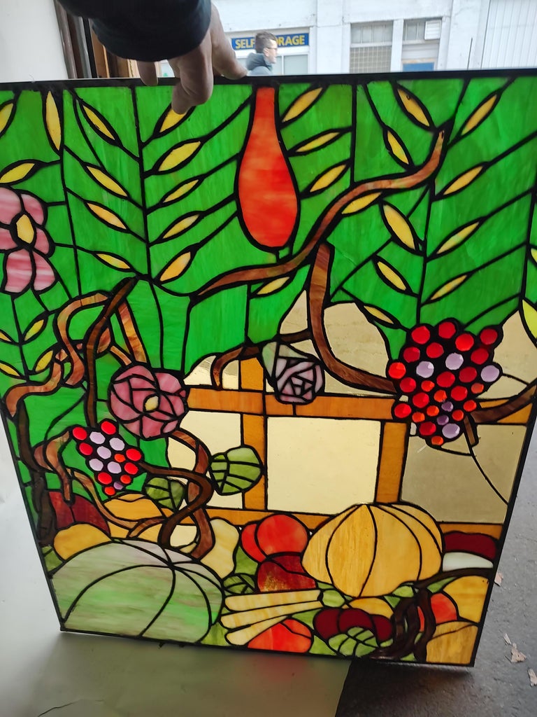 Midcentury Stained Glass Window Panels by Rainbow Studios NY, circa